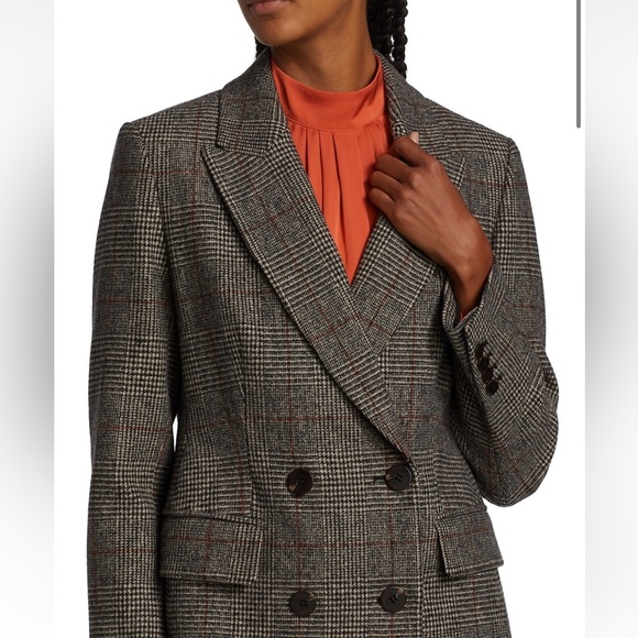 NWT ELIE TAHARI Merrit Plaid Notch Collar Double Breasted Blazer Size 8 - Picture 3 of 8